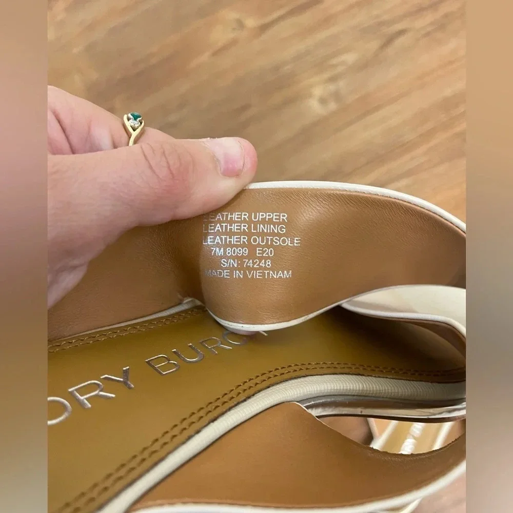Tory Burch 'Delaney' Crisscross Slide Sandal Beige Womens 7 MSRP $248, L…